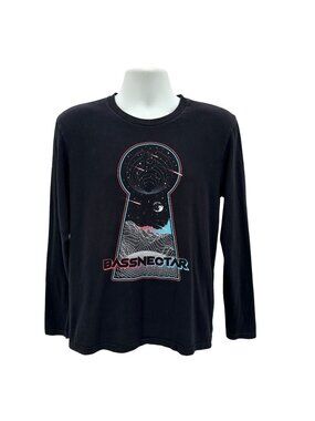 Bassnectar Mens Medium Shirt Empathy Keyhole Long Sleeve Black Graphic T-Shirt